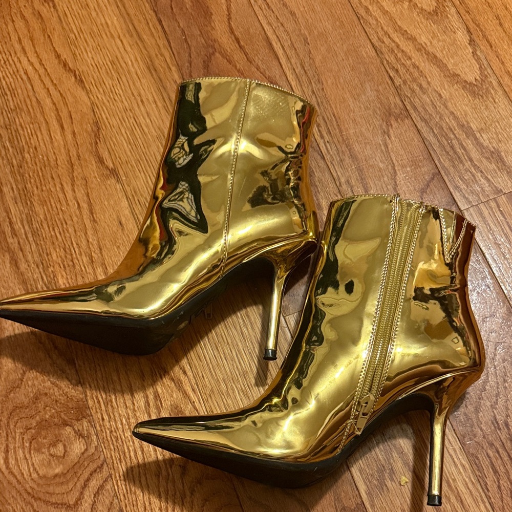 INC International Concepts Shiny Gold Heeled Boots